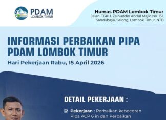 Perawatan Jaringan Air di Masbagik, Pasokan ke Sejumlah Permukiman Terhenti Sementara