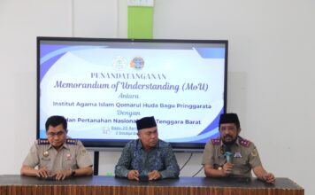 Penandatanganan MoU, Kanwil BPN NTB dengan Institut Agama Islam Qomarul Huda Bagu Pringgarata Sinergi Sektor Pertanahan dan Pendidikan