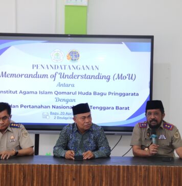 Penandatanganan MoU, Kanwil BPN NTB dengan Institut Agama Islam Qomarul Huda Bagu Pringgarata Sinergi Sektor Pertanahan dan Pendidikan