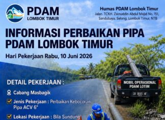 Kebocoran Pipa di Bila Sundung Ditangani, Pasokan Air PDAM Masbagik Terdampak Sementara