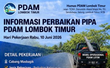 Kebocoran Pipa di Bila Sundung Ditangani, Pasokan Air PDAM Masbagik Terdampak Sementara