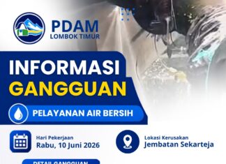 Kebocoran Pipa di Jembatan Sekarteja, PDAM Lotim Lakukan Perbaikan dan Atur Pemulihan Layanan