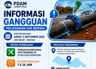 Kebocoran Pipa Transmisi Ganggu Suplai Air PDAM di Sejumlah Kawasan Lombok Timur