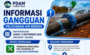 Kebocoran Pipa Transmisi Ganggu Suplai Air PDAM di Sejumlah Kawasan Lombok Timur