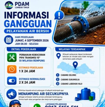 Kebocoran Pipa Transmisi Ganggu Suplai Air PDAM di Sejumlah Kawasan Lombok Timur