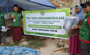 Peduli Korban Gempa Flores, Majelis Taklim Darunnajah Al-Irsyadi Mamben Lombok Timur Kirim 1 Ton Beras dan 100 Terpal